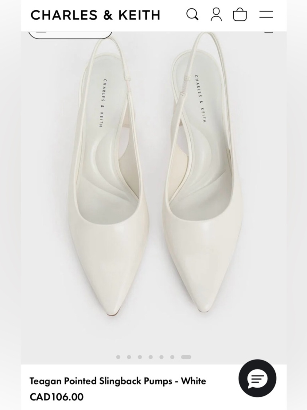 Charles & Keith Teagan Pointed Slingback Pumps - White Cream - never worn - Picture 2 of 3